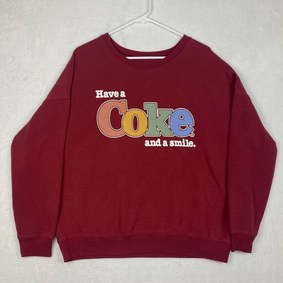 Coca Cola Sweater Adult Large Red Have A Coke And A Smile Sweatshirt Pullover - Picture 1 of 6